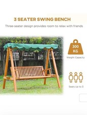 Outsunny 01-0302 3 Seater Wood Garden Swing Bench - Green