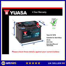 EFB Car Battery fits PEUGEOT