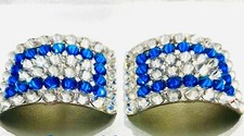 Irish Dance Heavy Shoe Buckles. Crystal Clear and Capri Blue