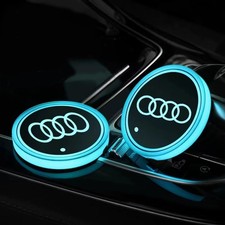 2pcs Colorful Led Car Cup Holder Bottom Pad Mat Auto Atmosphere Fit For Audi