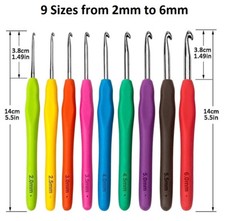 9Pcs Aluminium Crochet Hooks