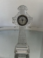 Galway Irish Crystal Celtic Cross with Clock 6” High