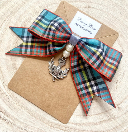 Scottish blue tartan - tartan, brooch