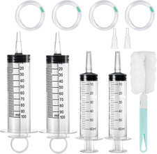 4PCS Large Plastic Syringe with Tube, 100Ml and 60Ml Reusable Liquid Syringes