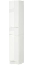 kleankin High Gloss Tall Bathroom Cabinet with Adjustable Shelves Storage White