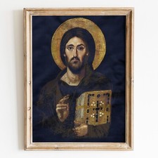 Jesus Christ Pantocrator at Mount Sinai Christian Bible Wall Art Poster Print