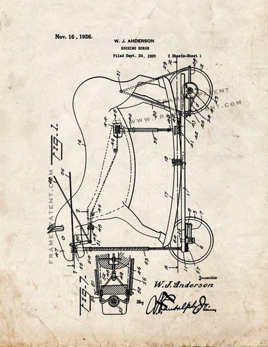 Rocking horse patent print old - horse,