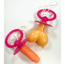 Funny 2 Pack Dummy Necklace Willy Boobie Sucking Dummy Sucking Dick Hen Party