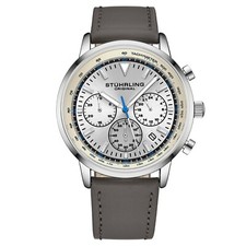 Stuhrling 44 mm Muscle Movement Chronograph 9.5 mm Leather Strap Men's Watch