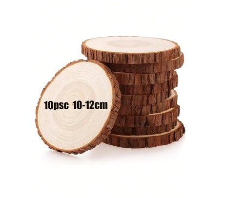 10pcs natural pine wood - natural, slices