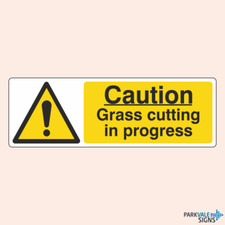 Caution Grass Cutting In Progress Construction Sign