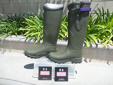 Hunter BALMORAL LADY EQUESTRIAN, Dark Olive/Purple Wellies, Boots, US6, UK4  