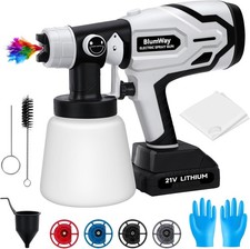 BlumWay 1L Capacity HVLP Electric Spray Paint Gun, 4 Copper Nozzles with Knob