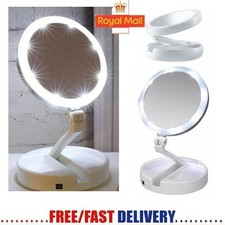LED Folding Double Side Make up Mirror 10x Magnification Illuminated Cosmetic💖