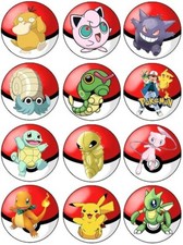 24 Pokemon # Fairy Cake Toppers Edible Party Decorations