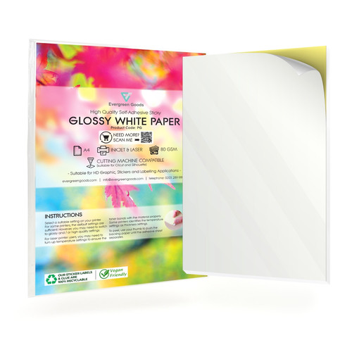 White glossy sticker paper - white,