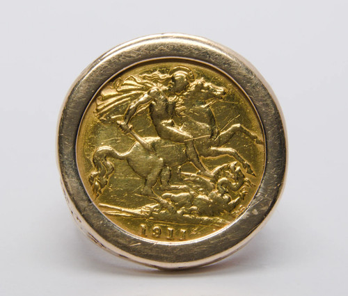 1911 gold half sovereign - half,