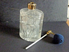 Vintage Large Cut Glass Perfume Atomiser  with Blue Spray Pump