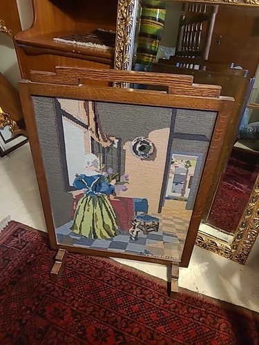 Vintage tapestry fire screen - tapestry,