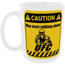 UFC MUG FUNNY CAUTION GIFT CUP TALKING MMA CAGE FIGHT GLOVES GEAR MARTIAL ARTS