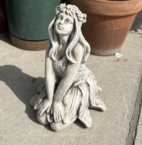 Kneeling fairy pixie concrete - fairy,