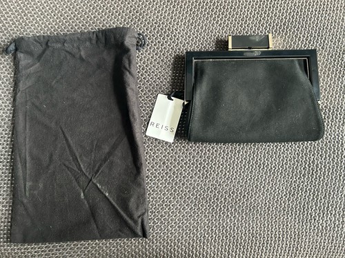 Reiss suede black clutch - reiss,