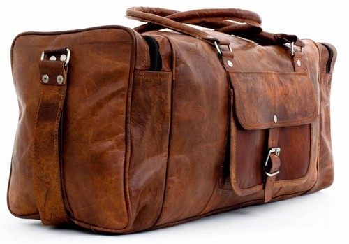 Leather bag travel duffel - leather,