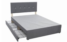4FT 4FT6 5FT 6FT Divan Bed Fabric Bed Frame with Crystal Headboard 2 Drawer