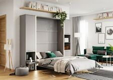 Modern Vertical Wall Hidden Pull Out Double Storage Beds Grey Matt