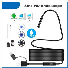 USB Type C Endoscope Borescope Snake Inspection Camera 3 in 1 for Phone Android.