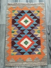 Artisan Handmade Afghan Carpet Kilim Rug Traditional Oriental Wool Rug, 87x58 CM