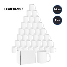 Sublimation Mugs 11oz 36 White Large Handle Coated Heat Press +Gift Boxes!!