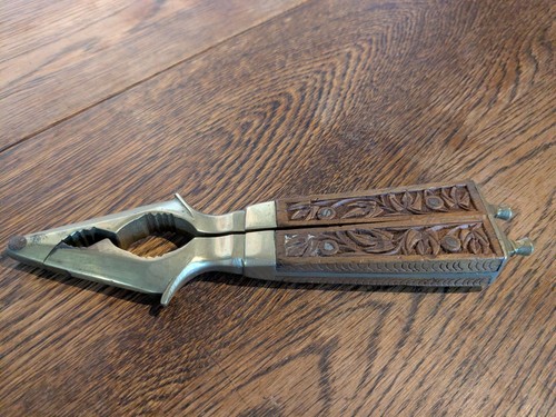 Vintage brass and wood - brass,