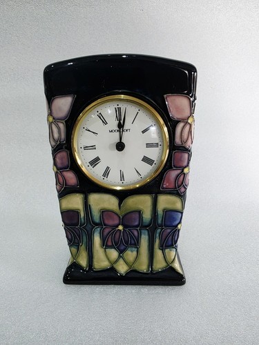Moorcroft violet pattern clock - moorcroft,