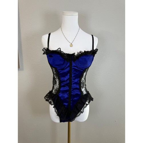Y2k lace bodysuit blue - lace,