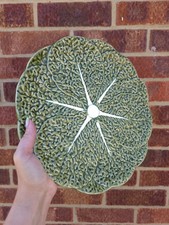 Large Vintage Portuguese Bordello Pinheiro Majolica Cabbage Plate