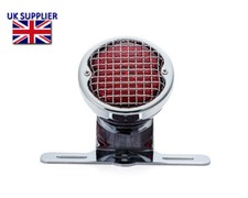 Motorcycle LED Light Stop Tail Driving Running Chrome Vintage Retro Mesh Grill