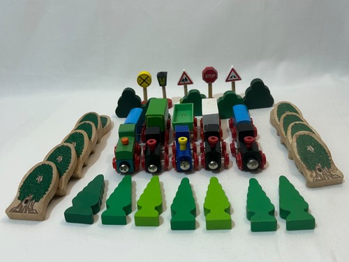 Wooden trains trees trucks - wooden,