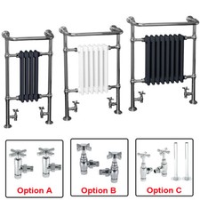 Bathroom Traditional Victorian Heated Towel Rail Radiators Free w/ Angled Valves
