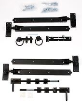 Adjustable Black 24" Hook & Band Gate Hinge Set for double Garden Gates / Doors
