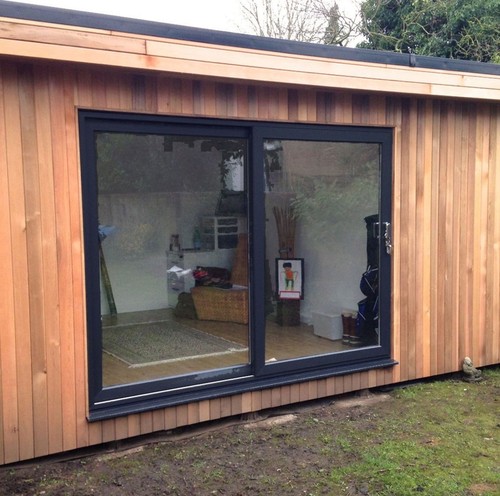 Black white sliding patio - on,