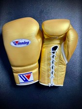 [Excellent Condition] Winning Lace up MS-500 14oz Boxing gloves Gold