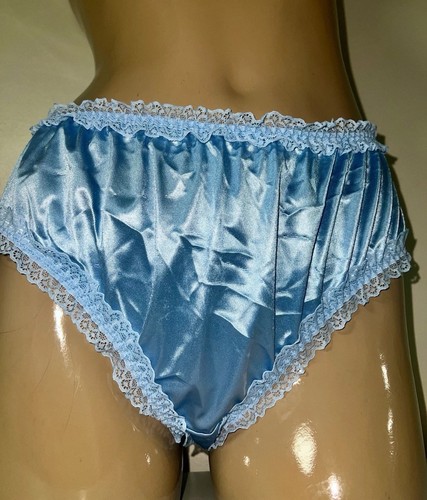 Baby blue glossy satin frilly - blue,