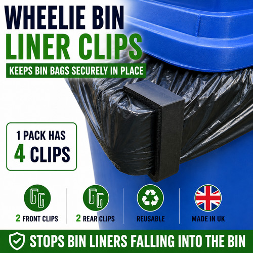Wheelie bin liner clips - liner, x4
