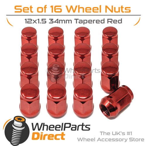 Red wheel nuts 12x1 - nuts, (16)