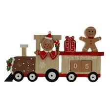 Christmas Countdown Train Advent Calendar Gingerbread Christmas Pudding Wooden 