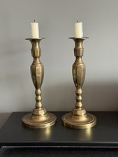 Pair Of Bronze Brass Metal Large Candle Stands Holders Candlestick 27.5 cm