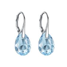 Sterling Silver Aquamarine Drop Earrings Created with Zircondia® Crystals