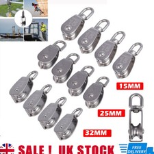 4x Stainless Steel Single Pulley Block Heavy Duty Wheel Swivel Lifting Rope UK
