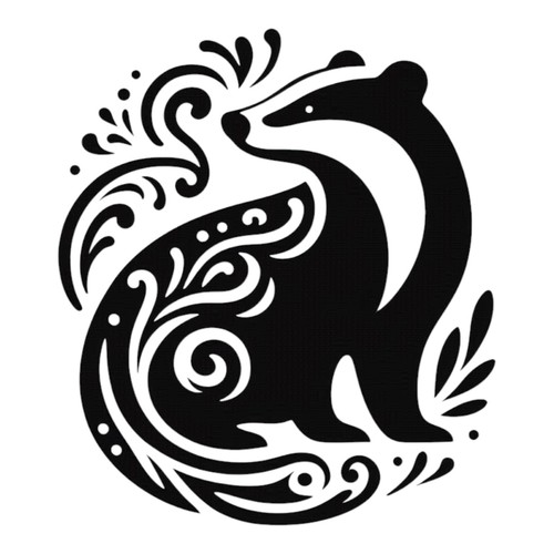Folk art badger vinyl decal - art,